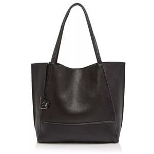 Botkier Soho Heavy Grained Black Pebble Exposed Zipper Leather Tote  MSRP $295